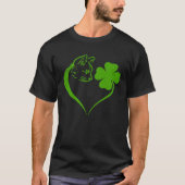 Cat  Kitten St Patricks Day Shamrock Irish  Heart Tシャツ (正面)