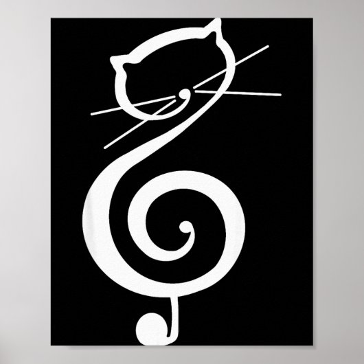 Cat Kitty Treble Music Clef Funny Cat Music Notes  ポスター (正面)