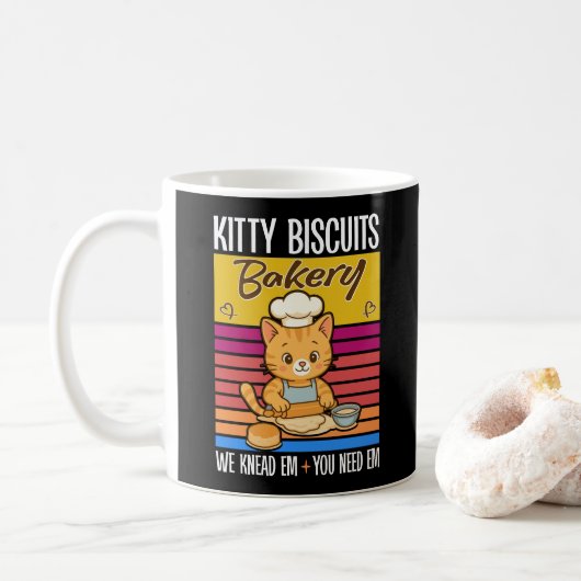 Cat Kneading Baker Kitty Biscuits We Knead Em You コーヒーマグカップ (ドーナツ)
