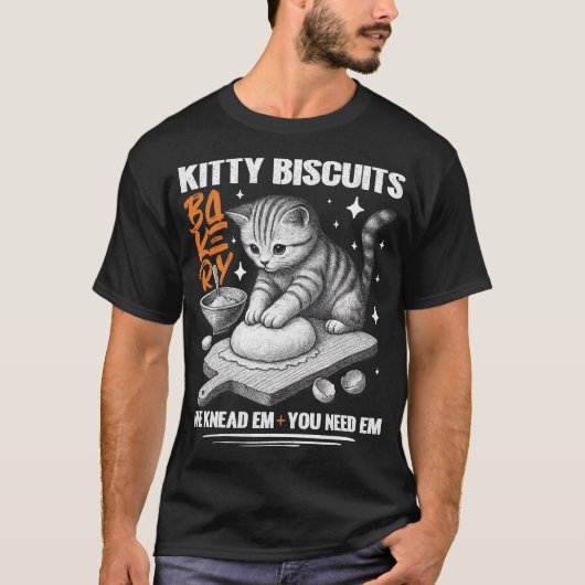 Cat Kneading Baker Kitty Biscuits We Knead Em You Tシャツ (正面)