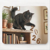 Cat Knocking Off 2026 Year from Bookcase マウスパッド (正面)