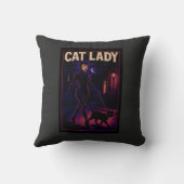 Cat Lady -Cats Art Lover- City Night Comic Graphic クッション (裏面)