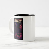 Cat Lady -Cats Art Lover- City Night Comic Graphic ツートーンマグカップ (正面左)