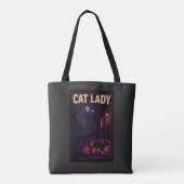 Cat Lady -Cats Art Lover- City Night Comic Graphic トートバッグ (裏面)