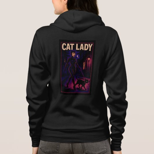 Cat Lady -Cats Art Lover- City Night Comic Graphic パーカ (裏面)