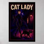 Cat Lady -Cats Art Lover- City Night Comic Graphic ポスター (正面)