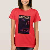 Cat Lady -Cats Art Lover- City Night Comic Graphic Tシャツ (正面)