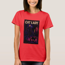Cat Lady -Cats Art Lover- City Night Comic Graphic Tシャツ