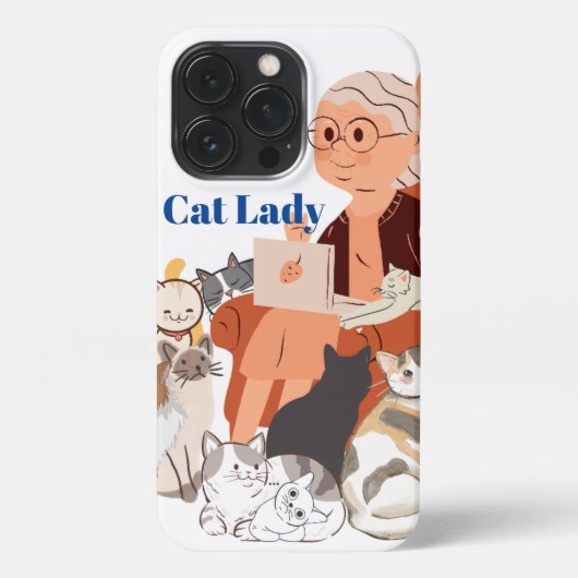 Cat Lady II iPhone 13 Proスリムフィットケース、光沢 iPhoneケース (裏面)
