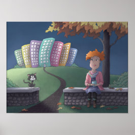 Cat Lady in the parkポスター ポスター