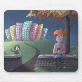 Cat Lady in the parkマウスパッド マウスパッド