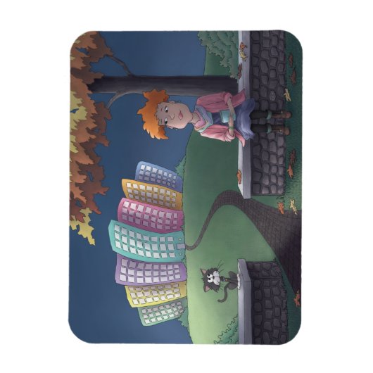 Cat Lady in the park Magnet マグネット (縦)