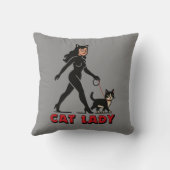 Cat Lady - Tuxedo Cats Lover - Comic Art Graphic クッション (裏面)