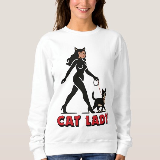 Cat Lady - Tuxedo Cats Lover - Comic Art Graphic スウェットシャツ (正面)