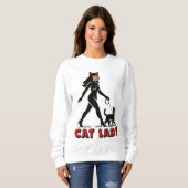 Cat Lady - Tuxedo Cats Lover - Comic Art Graphic スウェットシャツ (正面フル)