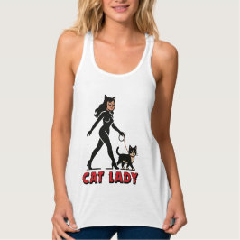 Cat Lady - Tuxedo Cats Lover - Comic Art Graphic タンクトップ