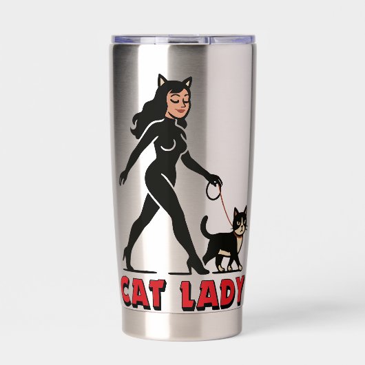Cat Lady - Tuxedo Cats Lover - Comic Art Graphic 保温保冷タンブラー (正面)