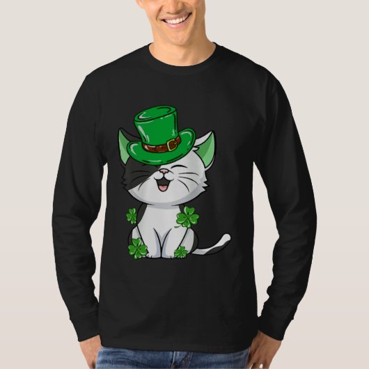 Cat Leprechaun  Cat  Shamrock St Patrick s Day Tシャツ (正面)