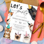 Cat Let's Pawty Kitten Cute 2nd Birthday 招待状