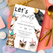 Cat Let's Pawty Kitten Cute kitty 10th Birthday 招待状