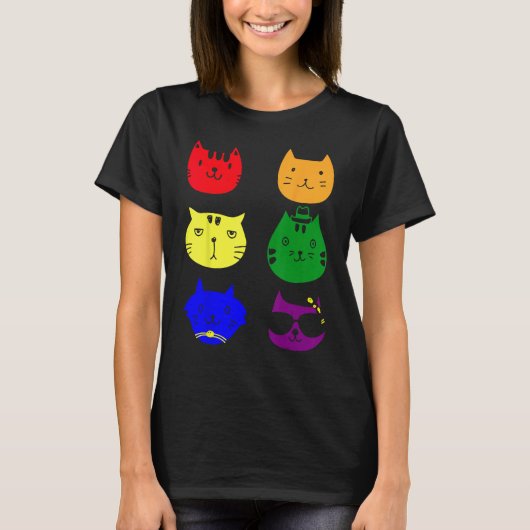 Cat LGBT Flag Gay Pride Transgender Rainbow Lesbia Tシャツ (正面)
