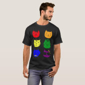 Cat LGBT Flag Gay Pride Transgender Rainbow Lesbia Tシャツ (正面フル)