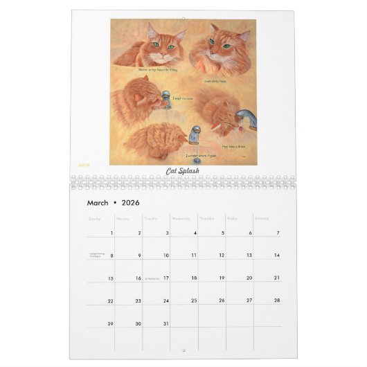 Cat Life 2026 Calendar カレンダー (3月 2026)
