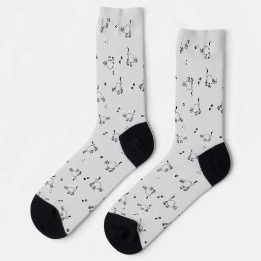 Cat Line Art Pattern Sock by AuthentiKids ソックス (左)