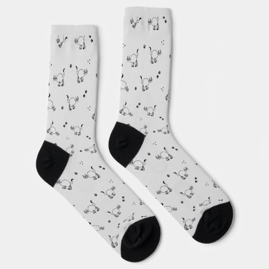 Cat Line Art Pattern Sock by AuthentiKids ソックス (右)