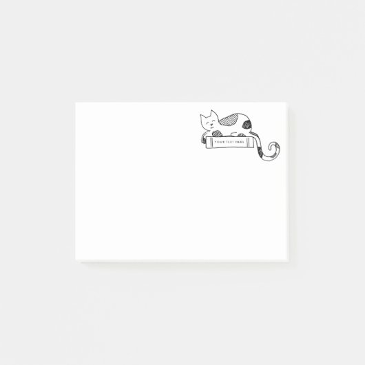 Cat Loaf On Bookパーソナライズされた Sketch Post It Notes ポストイット (正面)