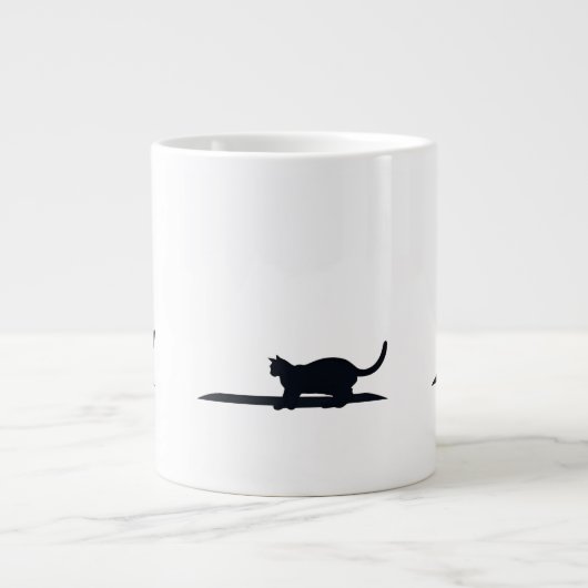 Cat Loaf Position Silhouette Minimalist Mug ジャンボコーヒーマグカップ (正面)