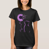 Cat Look Purple Sunflower Butterfly Overdose Aware Tシャツ (正面)
