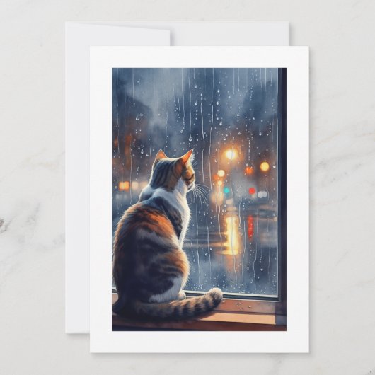 cat looks the rain 招待状 (正面)