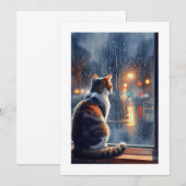 cat looks the rain 招待状 (正面/裏面)