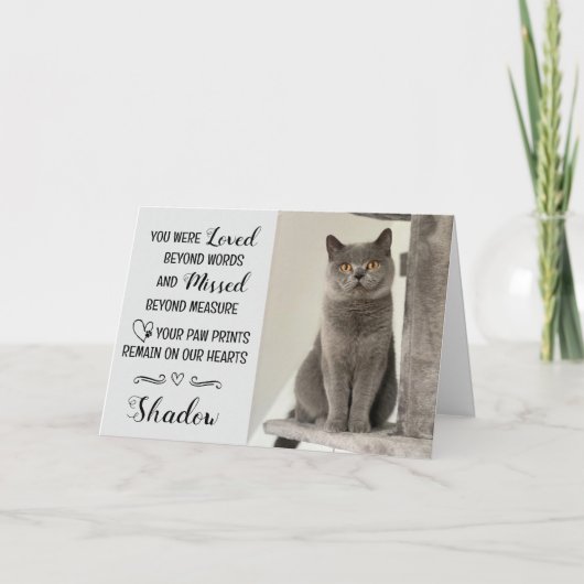 Cat Loss Sympathy Card Personalized Photo Pet Name カード (正面)