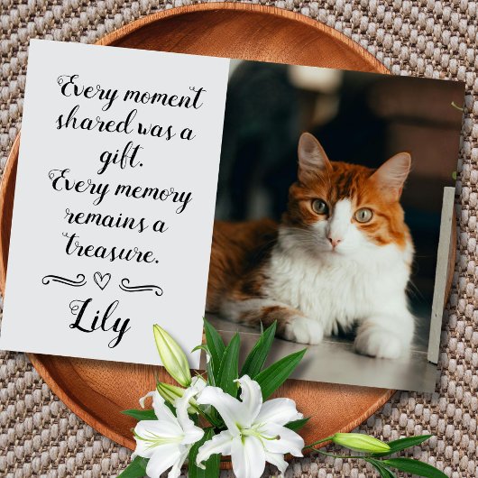 Cat Loss Sympathy Card Personalized Photo Pet Name カード