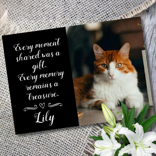 Cat Loss Sympathy Card Personalized Photo Pet Name カード