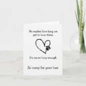 Cat Loss Sympathy Card with Heart and Paw カード (正面)