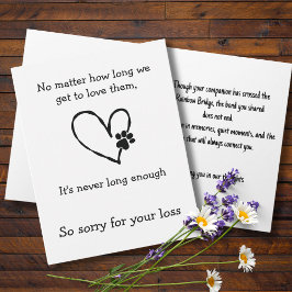 Cat Loss Sympathy Card with Heart and Paw カード