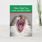 Cat Loudly Singing "Silent Night" Christmas カード (正面)