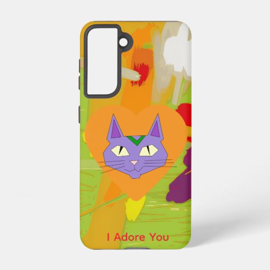 Cat Love Heart Samsung Galaxy Phone Case Galaxyケース (裏面)