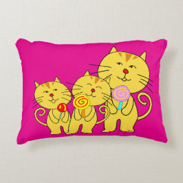 Cat Love Lollipop Pillow Pink Blue アクセントクッション