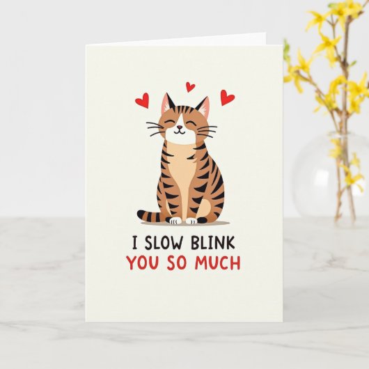 Cat Love Slow Blink Card カード (黄色い花)