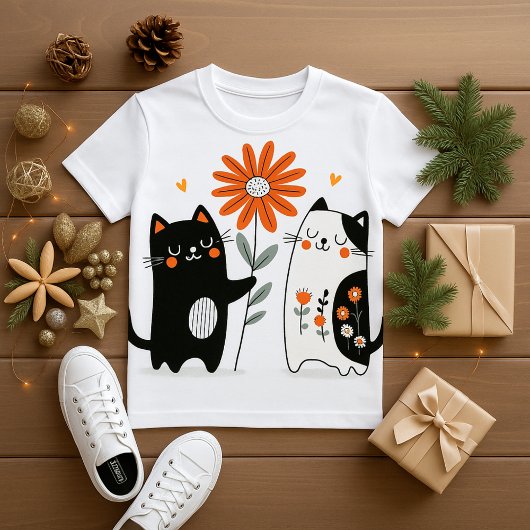 cat love t shirt design ベビーTシャツ