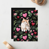 Cat Love Valentine’s Day Card in Black ノートカード (正面/裏面インサイチュ)