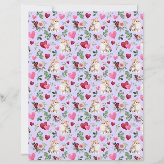 Cat Love Valentine Scrapbook Paper in Purple (裏面)