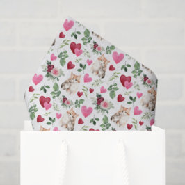 Cat Love Valentine Tissue Paper in White 薄葉紙