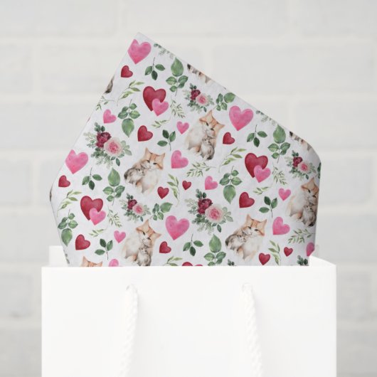 Cat Love Valentine Tissue Paper in White 薄葉紙 (ギフトバッグ)