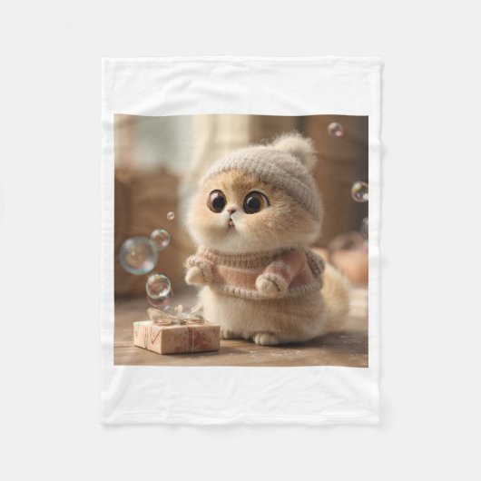 cat lover フリースブランケット (正面)