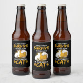 Cat Lover A Man With Beer And Cat ビールラベル (ボトル)